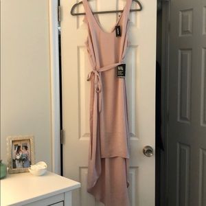 Pink satin NWT high low dress size medium